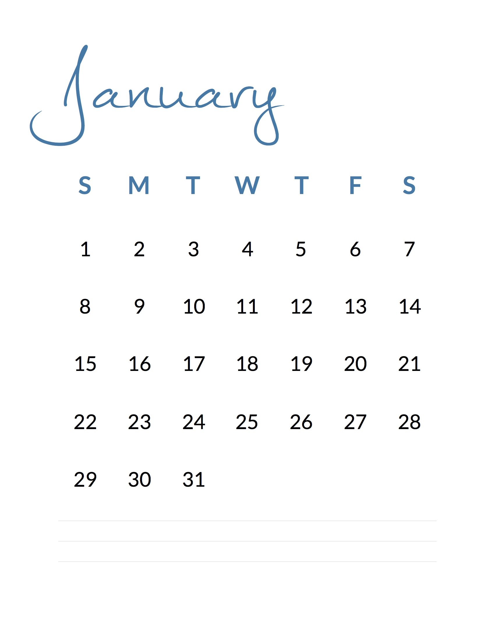 Free Printable 2017 Calendar